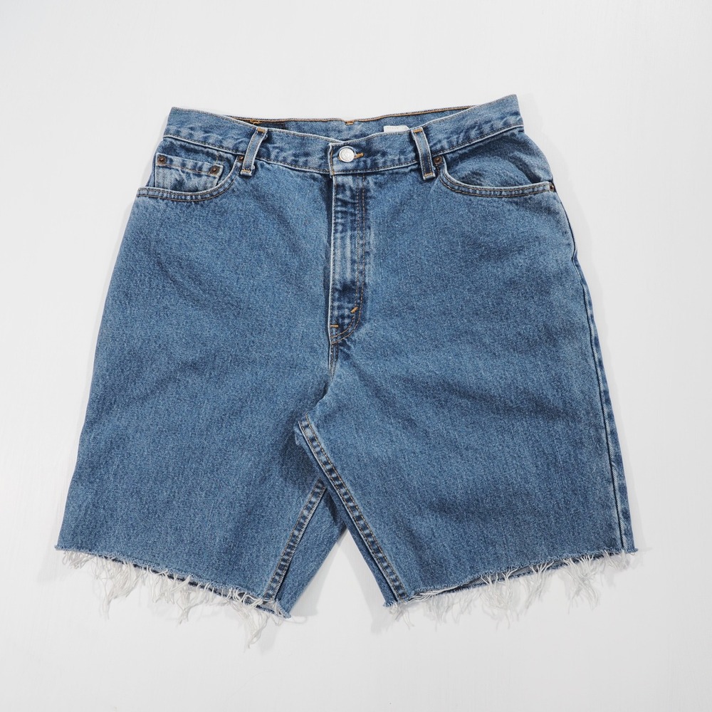 Vintage Levis 550 Cutoff Shorts Women 14 Blue Relaxed Fit High Waist Mom Y2k USA